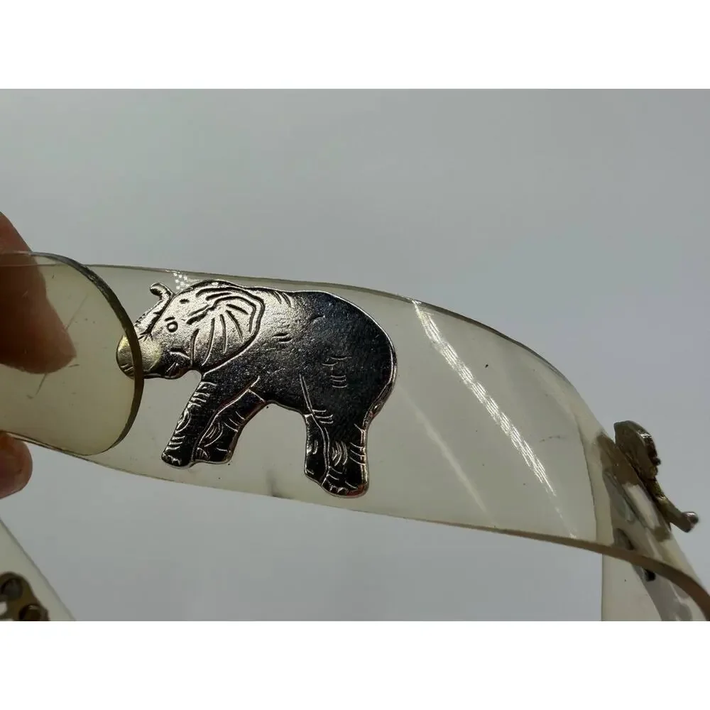 Vintage Clear Plastic Safari Animal Belt Lion Elephant Rhino Hippo 38